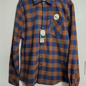 Nomad Men’s Thermal Lined Flannel Shirt Orange/Blue Checkered Long Sleeve